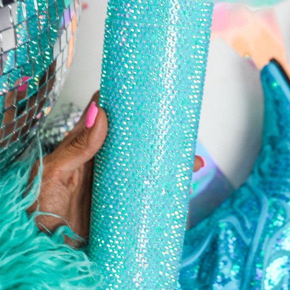 Turquoise Rhinestone Straw Cup - Picture 5 of 9